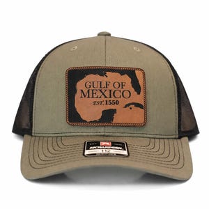 Gorra de camionero Richardson 112 con parche de cuero del Golfo de México