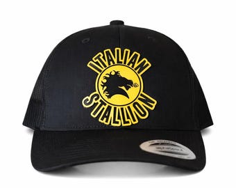 Italian Stallion Trucker Hat Black Mesh Snapback Cap Rocky Balboa Classic Men's Gift