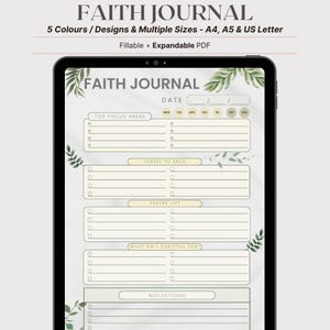 Digital Faith Journal | Prayer & Scripture Planner | Printable / Fillable PDF | A4 A5 US Letter | Expandable Pages