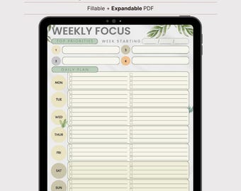 Printable Weekly Planner Template – Fillable PDF, A4/A5/US Letter