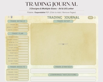 Fillable Trading Journal PDF - Geen and Gold | Forex, Stock, Crypto Logbook (A4 & US Letter)