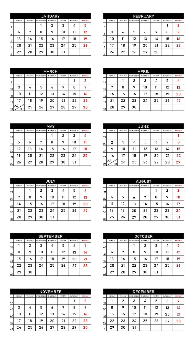Printable and Digital January 2025 Calendar PDF & PNG Format, Note ...