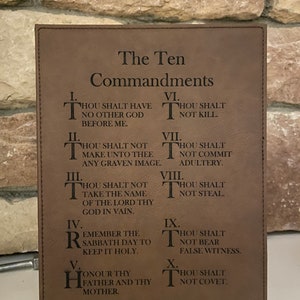 The Ten Commandments 7&quot; x 9&quot; Leatherette Plaque