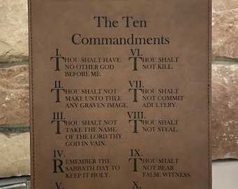 The Ten Commandments 7" x 9" Leatherette Plaque