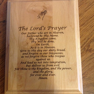 Maple The Lord&#39;s Prayer Plaque 7&quot; x 9&quot;