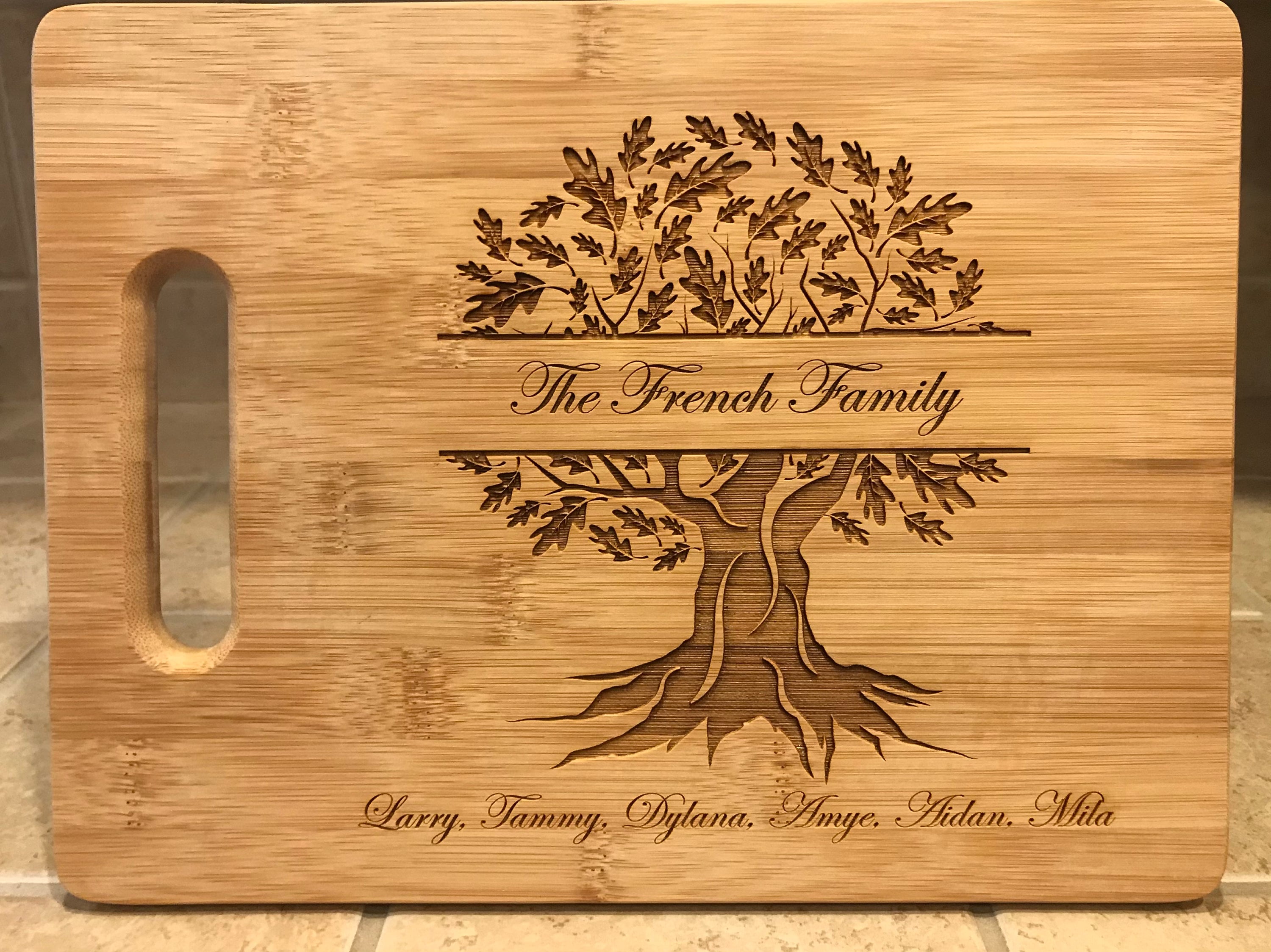 Family Tree Laser Engraved Personalized Bamboo Cutting Etsy