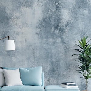 Blue Textured Concrete Look Wallpaper - Abstract Wall Covering | Peel and Stick Wallpaper | Canvas Peel and Stick Wallpaper