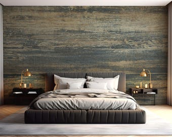 Rustic Weathered Wood Wallpaper: Gray & Beige Peel and Stick Canvas