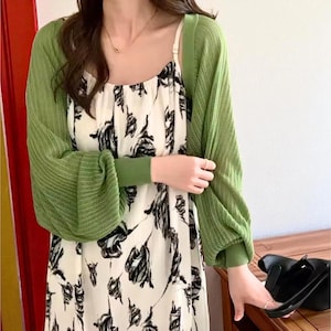 Ice Silk Knit Cardigan, Sheer Shrug for Women, Lightweight Cover Up, Open Front Top Bolero Jacket