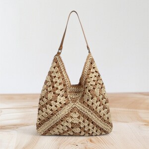 Boho gewebte Schultertasche, aushöhlen Crossbody Handtasche, lässige Tote Geldbörse für Frauen, stilvolle Sommertasche