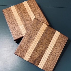 Handcrafted Wooden Coaster Set – Walnut & Maple – Handmade in the USA