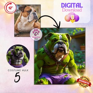 Superhelden Hundeportrait, Hunde Portrait, Hundeportrait, Wandkunst für Tierliebhaber, digitaler download