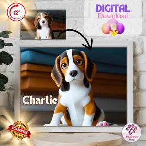 custom cartoon dog portrait, cartoon cat dog portrait, wall art for pet lovers, digital downloads
