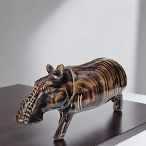 Handgeschnitztes Nilpferd aus Rosenholz | Afrikanische Tierskulptur | Räucherholz Figur | Ugandischer handgemachter Dekor | Kulturelles Geschenk