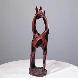 Hand-Carved Giraffe Sculpture | Twisted Giraffe Art | African Wood Decor