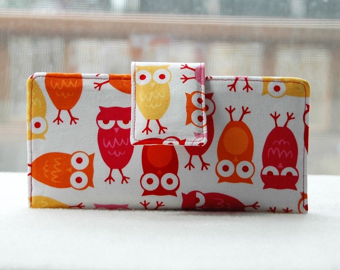 Handmade Wallet Pink Red and Yellow Owls Cute and Kitschy Etsy