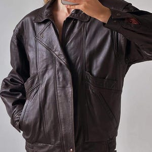 Women Deep Brown Leather Bomber jacket, Straight Cut Sheep Leather Jacket. Ladies Soft Natural Leather jacket, Gift for women, YKK Zipper