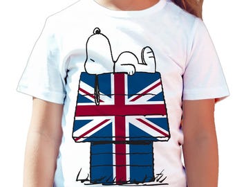 Koszulka dziecięca Peanuts Snoopy House UK z kreskówkową grafiką dla chłopców i dziewcząt