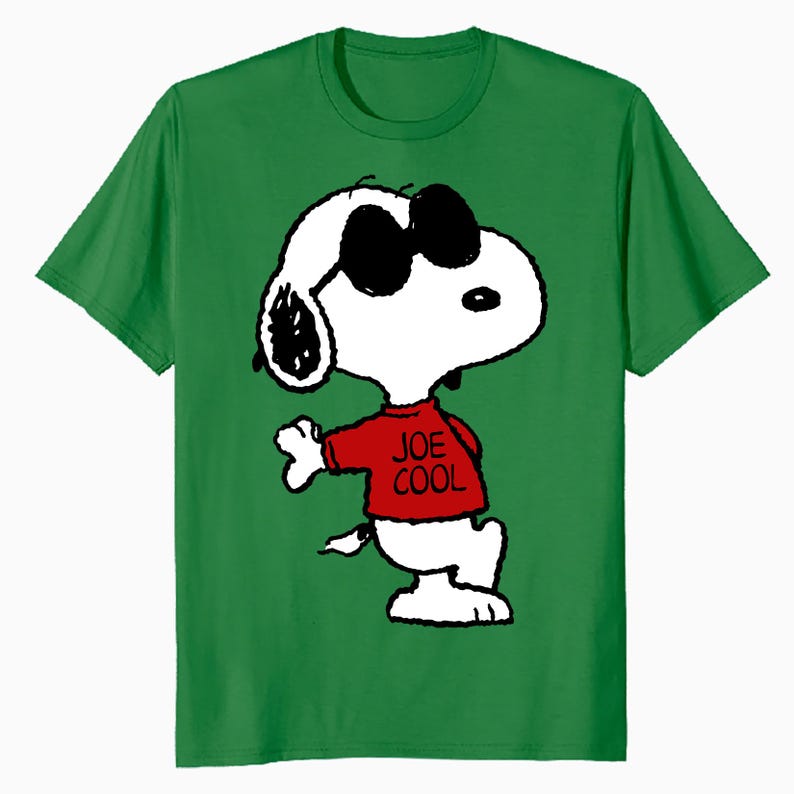 Peanuts Snoopy Joe Cool T-Shirt Retro 90s Snoopy Old School Graphic Tee Green