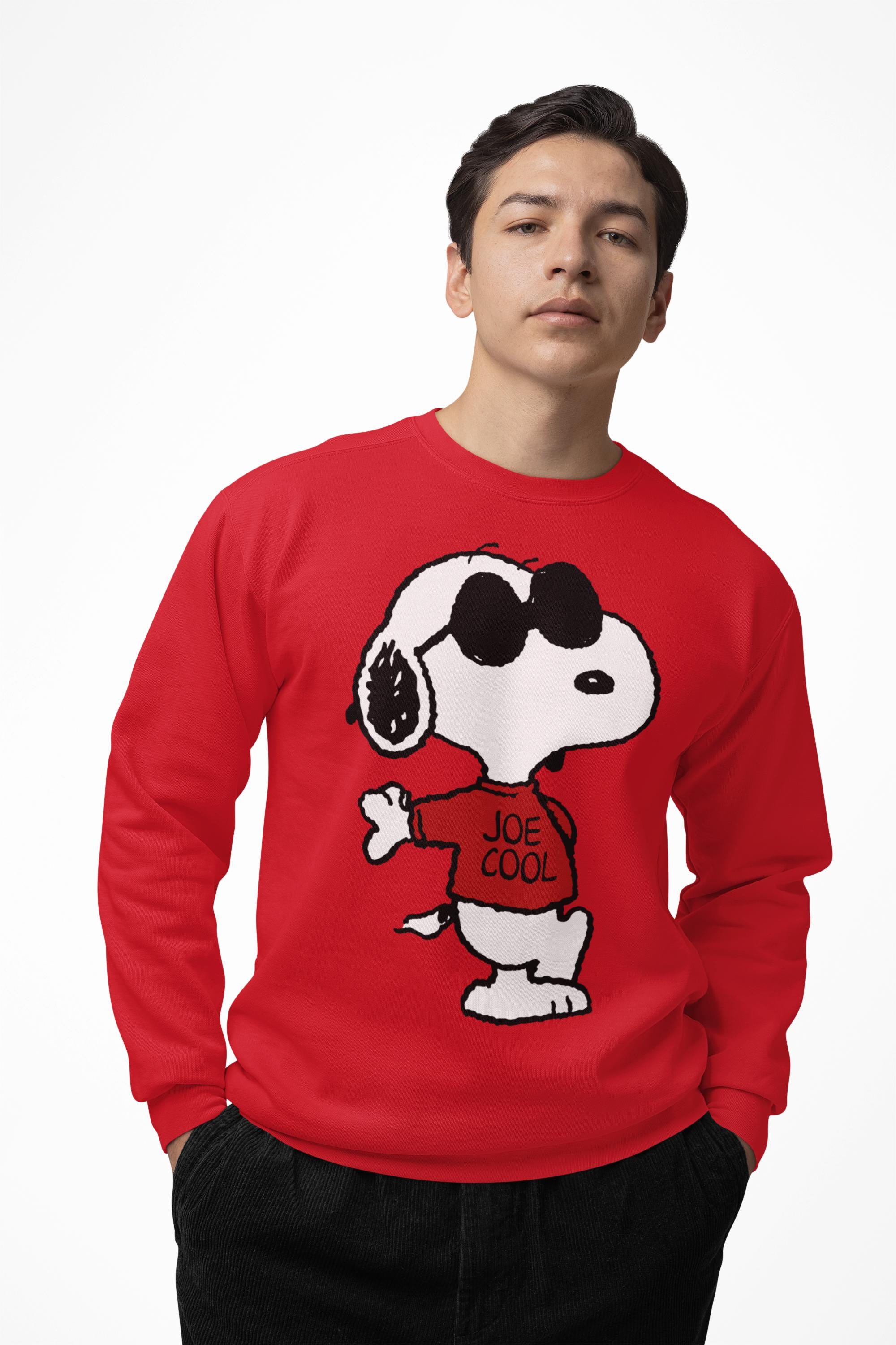 Pull gris à col rond avec imprimé de Snoopy des Fêtes