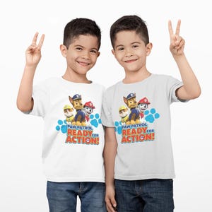 Paw Patrol Ready For Action Official Kid's T-Shirt | Toddler Cartoon Tee | Birthday Gift for Boys & Girl | TV Show Shirt for Kids Fans