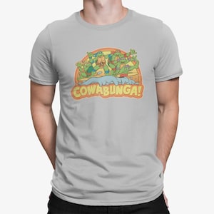 TMNT Gang Retro Cowabunga officieel heren-T-shirt | Teenage Mutant Ninja Turtles bendeshirt | T-shirt Cartoon Hero uit de jaren 90 | Ninja Turtle-cadeau-shirts