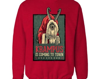 Krampus Christmas Vintage Poster Sweatshirt Retro Horror Holiday Crewneck Gift Sweater