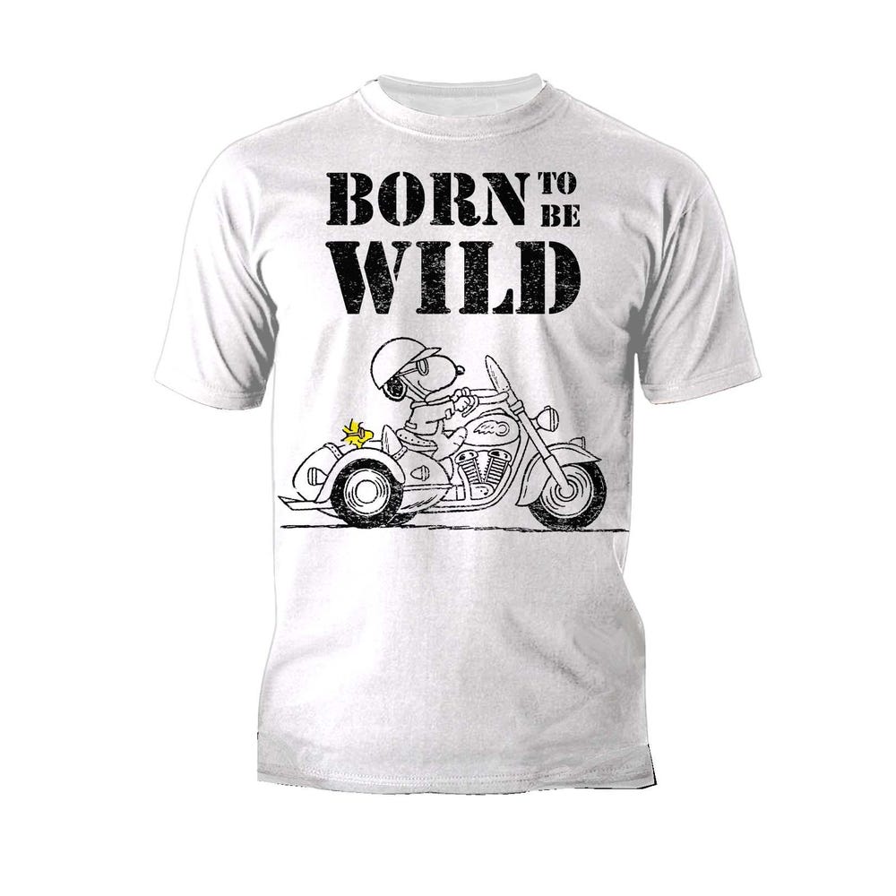 Peanuts Snoopy Sketch Born Wild Official Men'S T-Shirt | Woodstock Riding Bike Shirt | Retro Cartoon Shirt | Classic Comic Strip Fan Gift Peakteedesigns