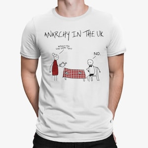 Pop Culture Anarchy in the UK Punk Rock T-Shirt Funny Graphic Cotton Tee