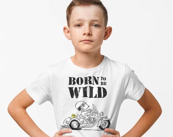 Koszulka dla dzieci Peanuts Snoopy i Woodstock Born Wild z nadrukiem psa w kreskówkowym stylu