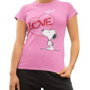 Peanuts Snoopy Comic Love Smak Officieel dames T-shirt Retro Snoopy Shirt Charlie Brown Cadeau voor vintage Cartoon graphic T-shirt