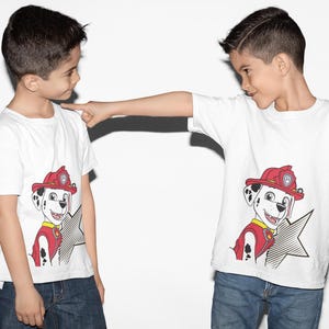 Paw Patrol Marshall Star Official Kid's T-Shirt | Fire Pup Graphic Shirt Toddler Birthday Gift for Boys & Girls Custom Patrol Tee Top
