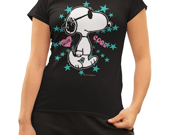 Koszulka damska z nadrukiem retro z kreskówkowym nadrukiem Peanuts Snoopy
