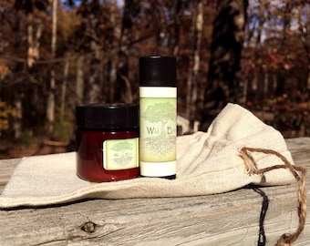 Peppermint Bath Salts + Vanilla Mint Lip Balm gift set