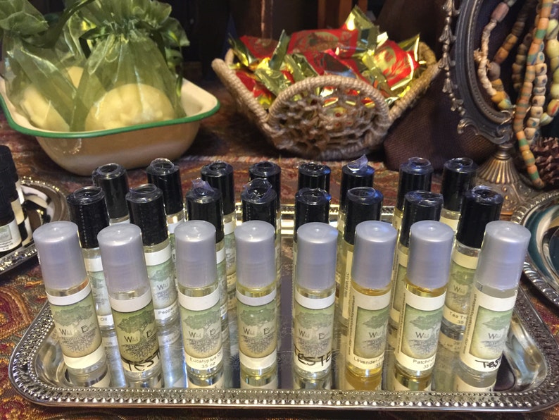 Aromatherapy Rollerball Oils, Lavender, Peppermint, Eucalyptus, Tea Tree, Patchouli, Lavender-Patchouli, Frankincense, Natural Perfume image 2
