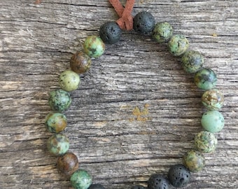 African Turquoise Beaded Stretch Bracelet