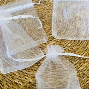 50 sacchetti regalo in organza bianca per gioielli da sposa, 9 x 12 cm, sacchetti in tulle bianco, bomboniere per decorazioni da sposa