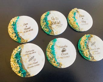 Personalized Wedding Favor Magnet: Epoxy Thank You Gift