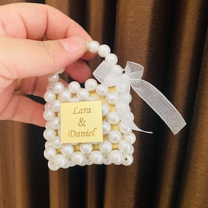 Mini Pearl Bag, Premium Chocolate, Handmade Wedding Favor, Luxury Bridal Shower Gift, Personalized Pearl Clutch, Pearl Purse Favor