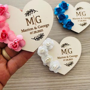 Wedding Favor Magnet, Personalized Wedding Magnet,Wedding Favors for Guests,  Wedding Thank you gift, Magnet Favors,Wooden Heart Magnet Gift