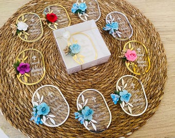 Personalized Plexi Wedding Favor Magnet, Floral Anniversary Keepsake