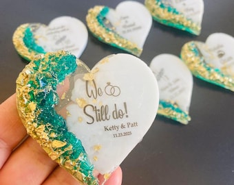 Personalized Wedding Favor Magnet: Epoxy Heart, Thank You Gift