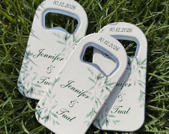 Abrebotellas personalizado con imán para bodas, obsequios de agradecimiento personalizados, abridor de botellas para despedida de soltera, abridor de botellas de regalo de agradecimiento.