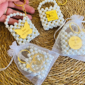 Miniature Bag Keychain With Pearl Design, Bridal Shower Favor, Party Favors for Bridesmaids, Handmade Bag Keychains, Wedding Chocolate Favor