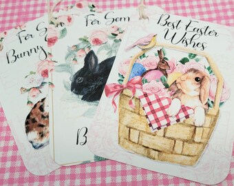 Easter Gift Tags-Set of 10-Bunny Tags-Spring Tags-Easter Egg Tags- Modern Style-Card Making-Junk Journals-Scrapbooking-Handmade-Sirius Fun