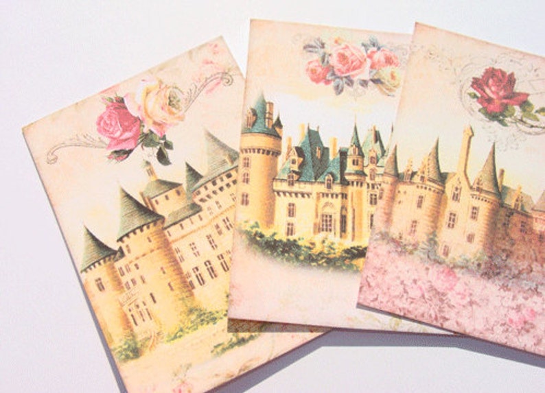 Fairytale Castles-Gift Tags-Set of 9-Fantasy Castles-Romantic Castles-Stationary-Junk Journaling-Scrapbooks-Cards-Handmade-Sirius Fun image 5