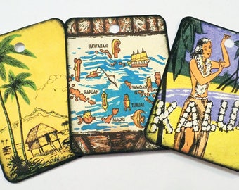 Tropical Gift Tags-Set of  8- Hawaiian Tags-Island Tags-Luau Tag-Beach Tags-Stationary-Junk Journals-Scrapbooking-Crafting-Handmade