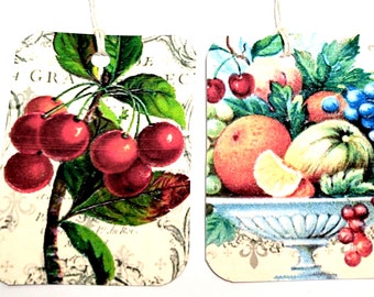 Summer Gift Tags-Variety Set 9-Fruit Tags-Butterfly Tags-Cherries Berries-Vintage Look-Junk Journaling-Scrapbooks-Cards-Handmade-Sirius Fun