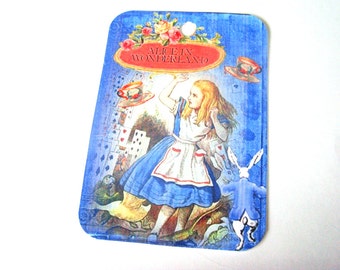 Alice Tags-Wonderland Tags-Vintage Look-Set of 6-Junk Journals-Scrapbooking-Book Illustrations--Queen Of Hearts Tags-handmade-Sirius Fun