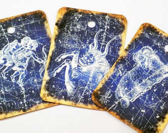 Zodiac Gift Tags-Set of 18-Constellation Tags-Star Sign Tags-Night Sky-Astrology Tags-Stationary-Junk Journals-Scrapbooks-Crafting-Handmade